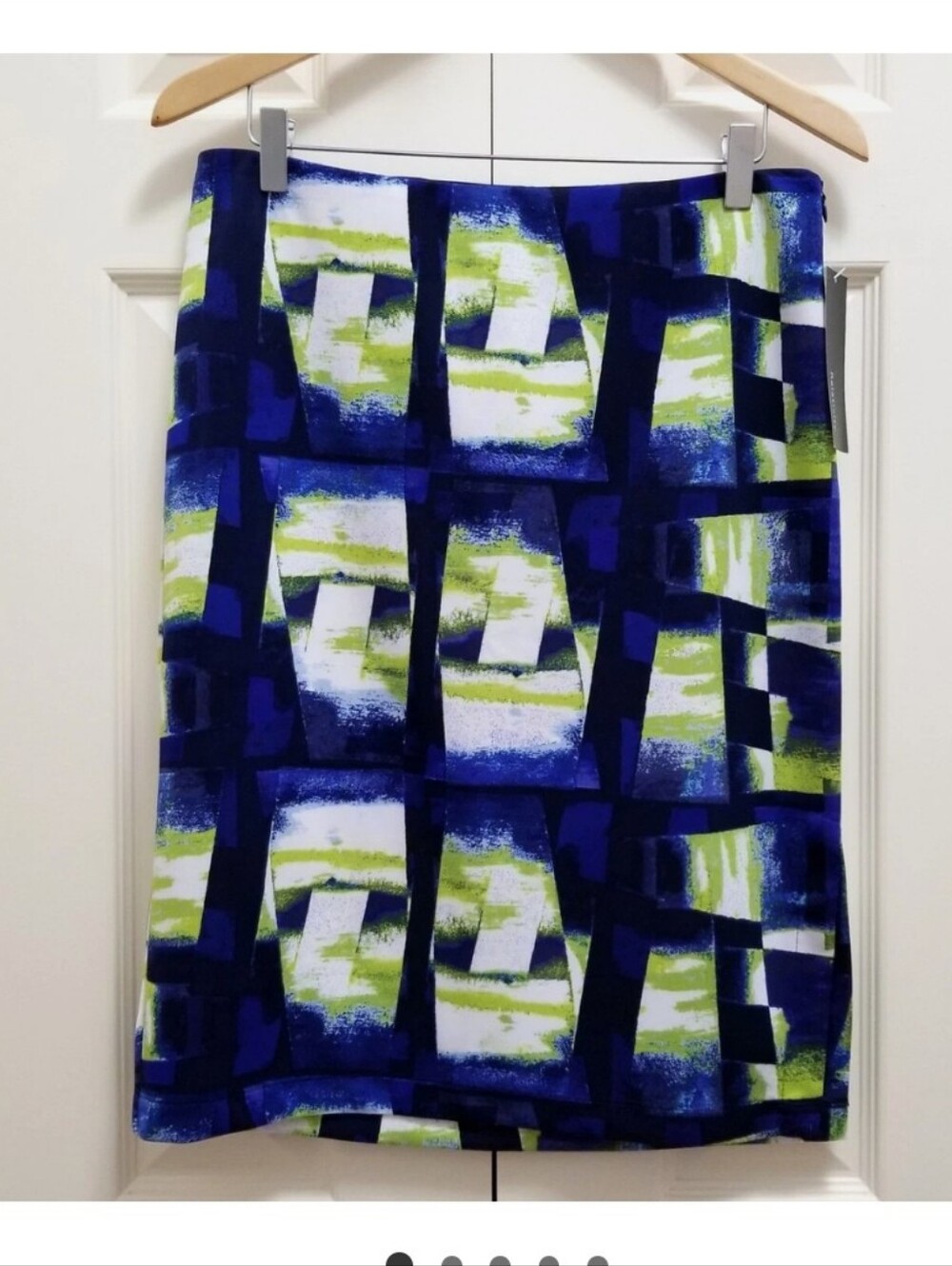 Abstract Blue & Lime Mini Skirt